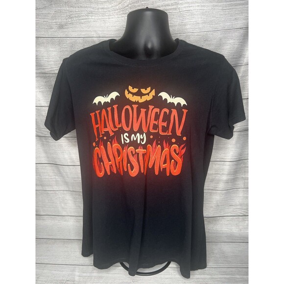 Halloween Is My Christmas Black Women’s T-Shirt Holiday Tee Shirt Size XL - Picture 1 of 9